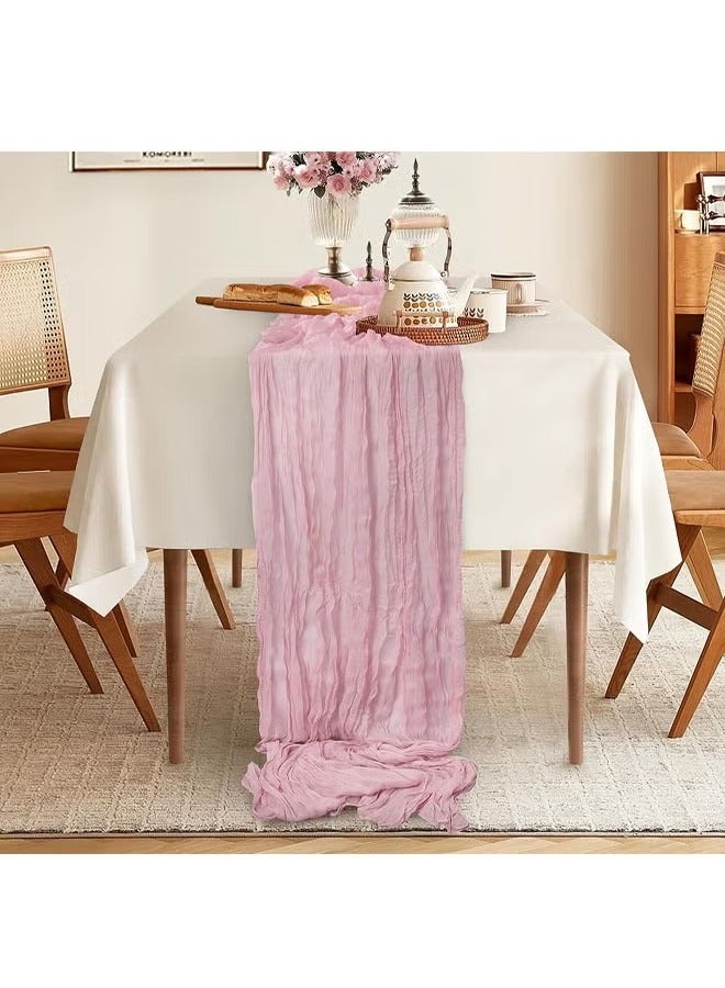 90CM*300CM Bohemian Cheese Cloth Tablecloth or Table Runner 90CM*300CM– Soft Woven Polyester, Flowing Drape Design – Rustic Boho Style for Wedding, Birthday, Bridal Shower, Holiday, Romantic Table Setting – Reusable, Washable, Durable Decor - Image 5